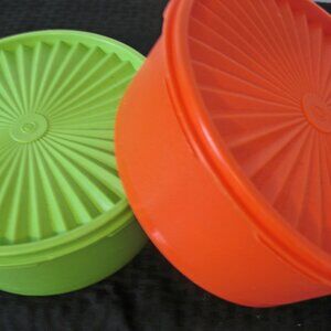 Vintage Lime&Orange, Tupperware Containers, 1205-9 Lids, 1204- 7, Bowl